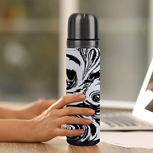Vantaso Abstract Black and White Spirals Water Bottle Isoled Double Wall Vacuum Flask Copo Caneca 500ml 17 oz para caminhada esportiva