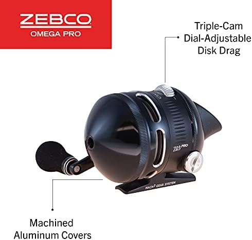 Zebco Omega Pro Spincast Fishing Reel e Rhino Tough Fishing Rod Bundle