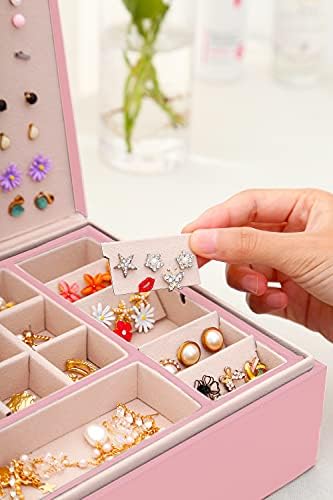 QBESTRY GUDO Brincador Organizador para meninas Jewelry Box for Earrings Colar Jewelry Organizer Studs, caixa de brinco de meninas