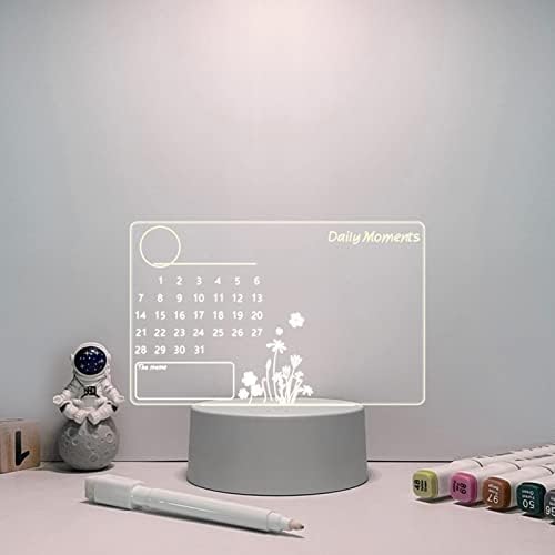Placa de desenho de luz LED reescrita, quadro de mensagens de LED branco transparente com luz, calendário de tábua de notas