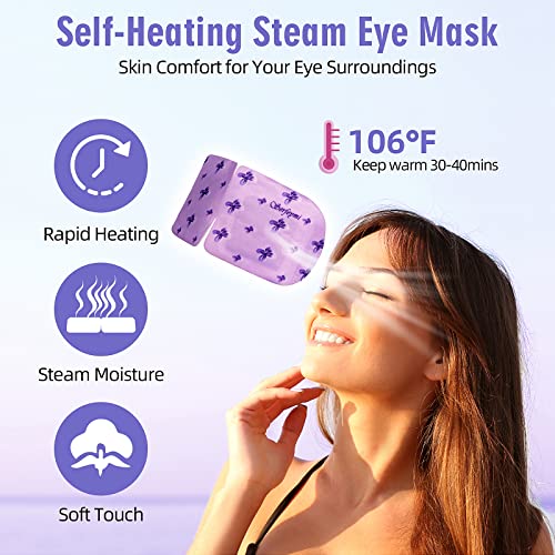 Serfeymi 10 Pacote máscara de dormir a vapor máscara de dormir para mulheres, beleza ocular aquecida máscara ocular,
