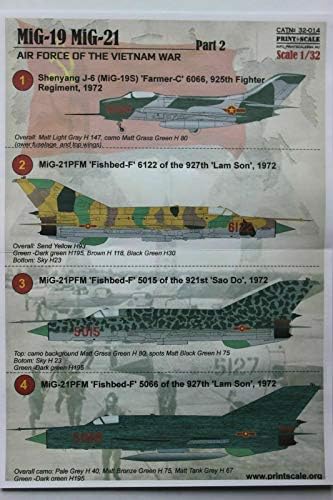 Escala de impressão 32-014-1/32 Decalque para MIG-19, MIG-21 Força Aérea do Vietnã Guerra