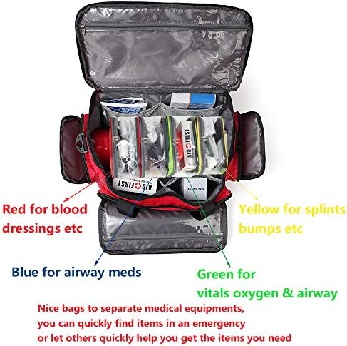 Bolsas médicas de codificação de cores de primeiros socorros vazios são pequenos para EMT ems vermelho para vestir verde para vitais
