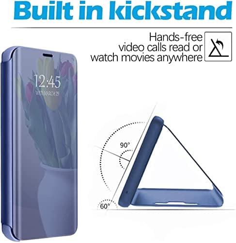 Caixa de couro S8 Plus Compatível com a capa Samsung Galaxy S8+ Plus Caixa Telefone Clear Visualização Espelho de