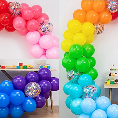 Rainbow Balloons Garland Kit e Arch, Eleven Coloras Balões Confetes Balões Decoração Ferramentas para Carnival de Aniversário