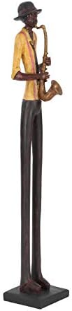 Deco 79 Músico Polystone Músico alto da banda de jazz de pernas longas escultura com suporte de base preta, conjunto de 4, 4 W, 24 h, Brown