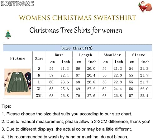 Boutikome Womens Christmas Sorto Feliz Christmas Árvore Camisa de Natal Holida de férias