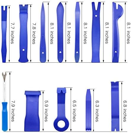 Kits de remoção de acabamentos para automóveis de homedise de 12 PCs, kits de ferramentas para instalação de rádio de carro, kit de remoção de estofamento PRY RURCRAPER BLUE