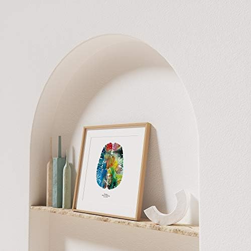 J. Sayuri Axial Human Brain Art - 8,5 x 8,5 - Decoração de parede - Neurologia colorida, neurociência e presentes de