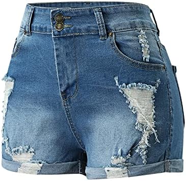 Shorts de jeans femininos para o verão de vencido rasgado, com shorts jean shorts zípeiro de pernas retas juniores jeans shorts