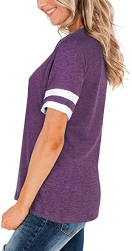 Camas de manga curta de laslulu Camisetas da tripulação Treino de cor de cor do pescoço Top de túnica casual Tops Athletic T-shirt