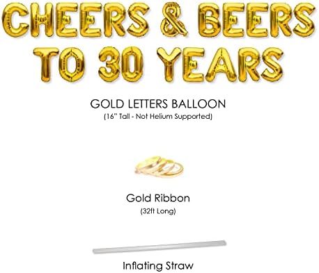 Festas corever aplausas e cervejas a 30 anos de balões banner ouro 30º aniversário decorações de festas sinal