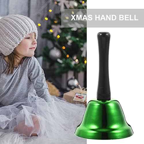 PretyZoom Decoração de Natal 2pcs Sinos de mão de Natal com manivela Papai Noel Jingle Call Hand Bell Metal Service Bell Sinos altos