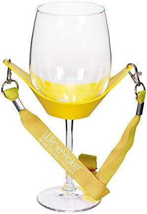 Wineyoke Party Time Hands Hands Wine Glass Porta de colar conjunto de 4 vermelho rosa amarelo da Borgonha
