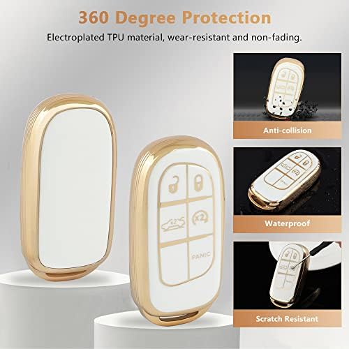 Pifoog para Jeep Key FOB Cover Compass Grand Cherokee Renegade Acessórios White Gold Gold TPU Chaves de carro Casa