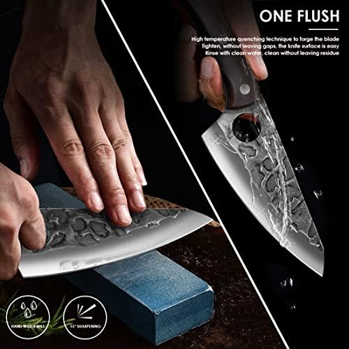 Faca de faca viking Hand forjou faca de açougueiro com bainha, facas de cuteira de aço inoxidável de alto carbono de 5,5 '
