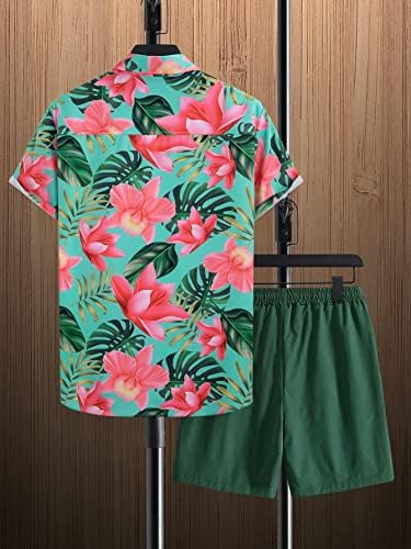 OyoAnge de camisa e shorts imprimidos masculinos de manga curta de manga curta para baixo, roupas de 2 peças