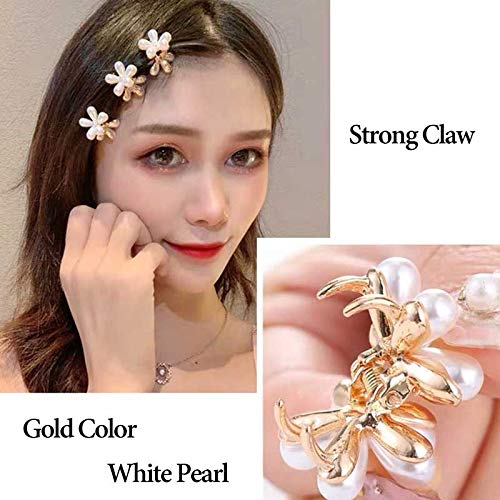 Opwele 6pcs/conjunto mini garras de cabelo de pérolas para mulheres coreanas pequenos clipes de flores conjuntos acessórios de cabelo caranguejo de ouro