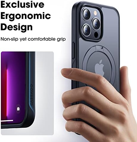 Casekoo para o iPhone 13 Pro Case com suporte invisível magnético [Proteção de gota militar] [Compatível com Magsafe] Casca de telefone esbelto à prova de choque para iPhone 13 Pro 6,1 polegadas 2021, preto