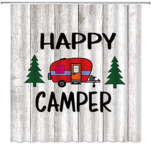 Camper Camper Camper Carro Aventura de Camper Camper Aventura Feliz Exploração Decoração de Banheiro de Banheiro com ganchos, vermelho