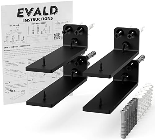 Evald suportes de prateleira flutuante minimalista | Suportes de prateleira ocultos de aço carbono de 6 polegadas para decoração