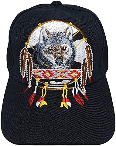 Comércio ventos nativos orgulho indiano Americano Dreamcatcher Wolf Black 100 percentual poliéster Poliéster Ajustável