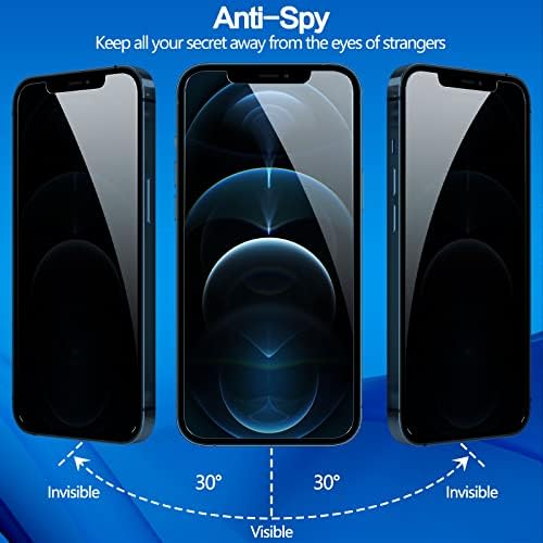 YMHML [2 pacote] para iPhone 12 e iPhone 12 Pro Privacy Screen Protector, vidro temperado anti -espião com [Quadro de