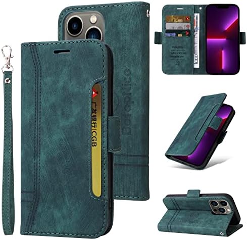 Casos de flip de smartphone compatíveis com o iPhone 13 Pro Wallet Case, Coloque de couro premium Caso de carteira