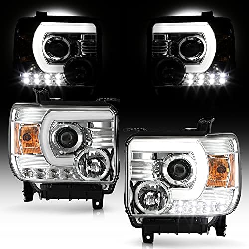 ACANII - Para 2014-2015 GMC Sierra 1500 2500HD 3500HD Caminhão LED LED DRL TUBE CHROME PROJECTOR FARECTRAMPS