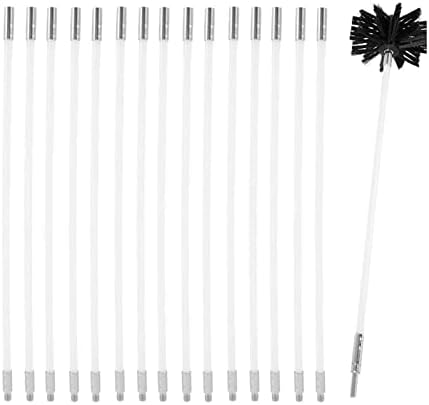 Kit de pincel de limpeza de chaminés Qulaco, limpeza de ventilação do duto conjunto com hastes flexíveis 6/9/12/15/18