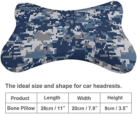 Blue Digital Camouflage Car Necue travesseiro de 2 PCs confortável Auto-Rest Rest Cushion Memória respirável Pillow do assento do carro