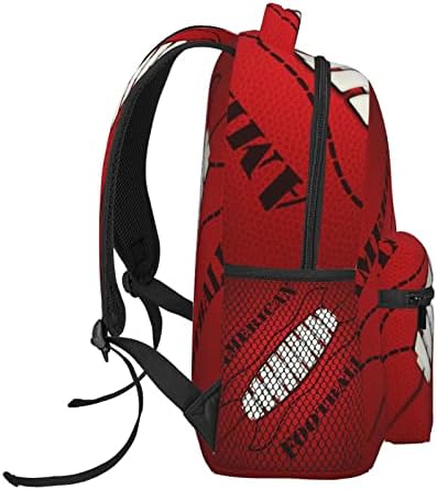 Afhyzy American Football Laptop Red Laptop Backpack Backpack da Escola Luz para Meninas para Meninas Backpack da faculdade