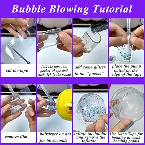Kit de bolhas de fita nano, bolha plástica de fita dupla face, balões de bolha elástica com kit de artesanato diy