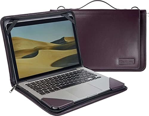 Broonel Purple Leather Laptop Messenger Case - Compatível com asus Chromebook Flip C434TA 14