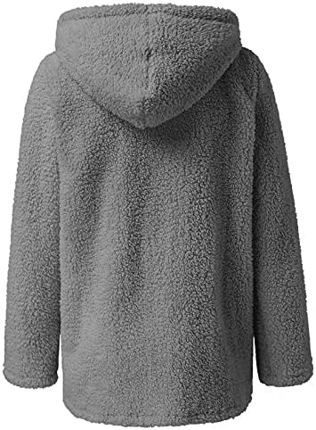 Dzquy feminino Sherpa lã Jackets de lã Faux Fuzzy Manga Longa Casual Casual