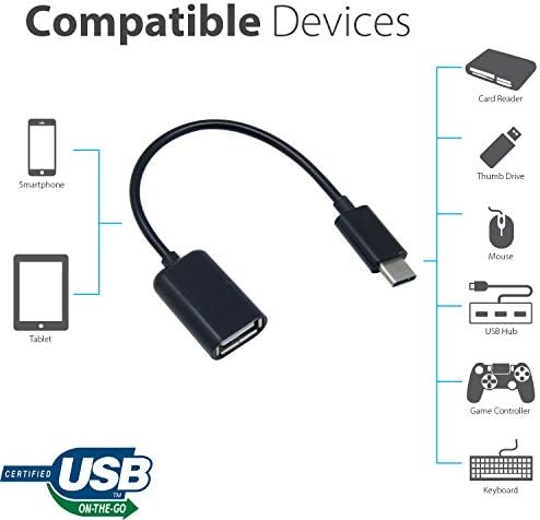 Adaptador OTG USB-C 3.0 Compatível com o seu Samsung Galaxy S9 Plus para funções de uso rápido, verificado e multi, como teclado, unidades de polegar, ratos, etc.