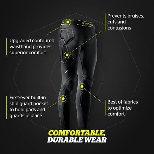 Storelli BodyShield goleiro Leggings 3 | Calças de goleiro de futebol acolchoado completo | Proteção corporal inferior melhorada |