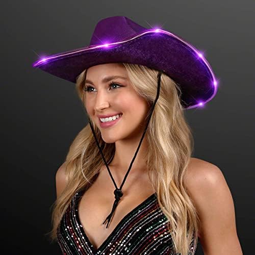 FlashingBlinkyLights Light Up Light Up Purple Cowboy Hat