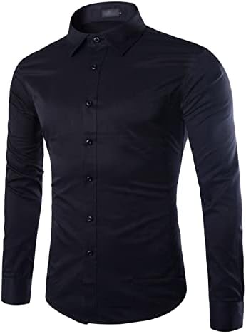 Camisa de vestido masculino Button de manga longa de manga longa camisetas