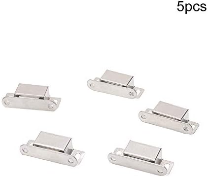 Yinpecly 5pcs aço inoxidável porta de aço de aço captura de sucção trava magnética captura para móveis armário de cozinha armário de armário de guarda -roupa trava de gaveta, prata 1,34 polegada de comprimento