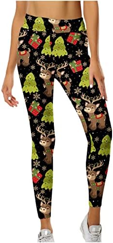 Lcepcy Yoga Pants Mulheres Mulheres Alta Tommes Controle de Papai Noel Prinha Leggings Para Exercícios de Ginás de Exercício