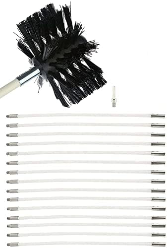 Chimney Sweep Kit Kit Kit de escovas de varredura, conjunto de haste de drenagem de limpeza de ventilação do seco, escova de varredura