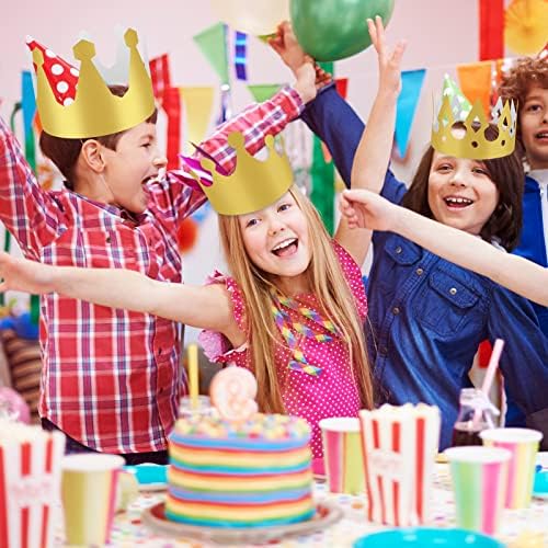 Lusy dm 36 peças coroas de papel coroas de festa de ouro Princesa Prince Crown Kids Birthday Party King Hats for Kids Adults