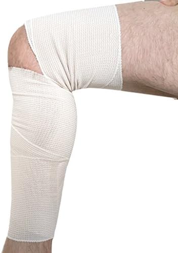 Elastic Bandage Wrap 4 Pack by HGP - Bandagem de compressão longa com fechamento de toque nas duas extremidades - Extra largo 6 polegadas x 15 pés - compressão precisa envolve as pernas, joelho, tornozelo ou peito sem clipes