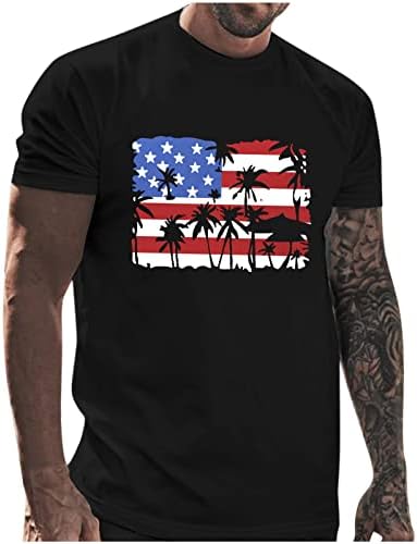 XXVR 4 de julho de manga curta masculina camisetas de verão Patriótico EUA Torda de impressão de estampa de tampa de tampa