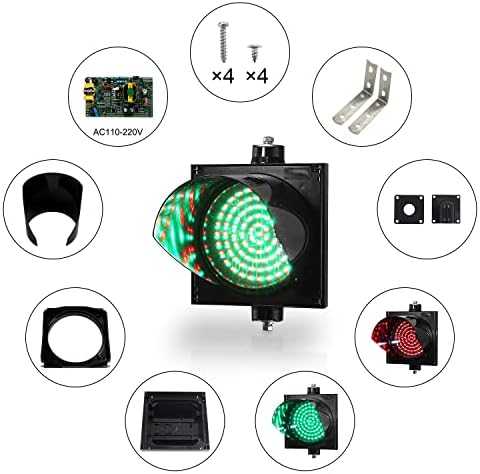 BBMI 8 polegadas vermelhas e verdes 2 em 1 sem trânsito, pare e vá leve luz de LED, lâmpada de tráfego de lentes limpas para PC preto,