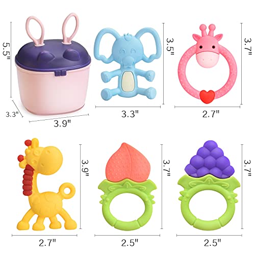 [5 pacotes] brinquedos de dentição para bebês 0-6 meses Womgioka Baby Toys Toys [forma do animal da fruta] [Gomas de alívio]