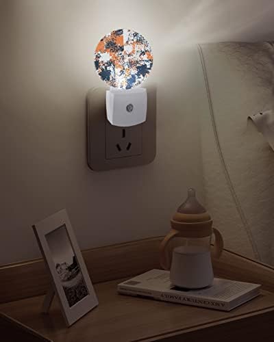 Gradiente marinho azul laranja luz noturna para crianças, adultos, meninos, meninas, criança, viveiro de bebês, banheiro do quarto do quarto plug in Wall Night Light Sensor automático do século médio