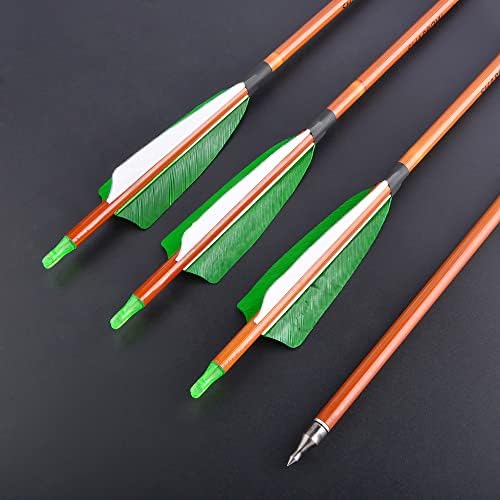 Sharrow 30 polegadas Arco -flecha setas de carbono Bamboo eixo de bambu 500 Prática de caça de caça com fletching de penas