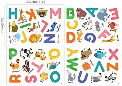 Decowall DS-8014 Alfabeto de animais coloridos ABC Kids Starters de parede Decalques de pared